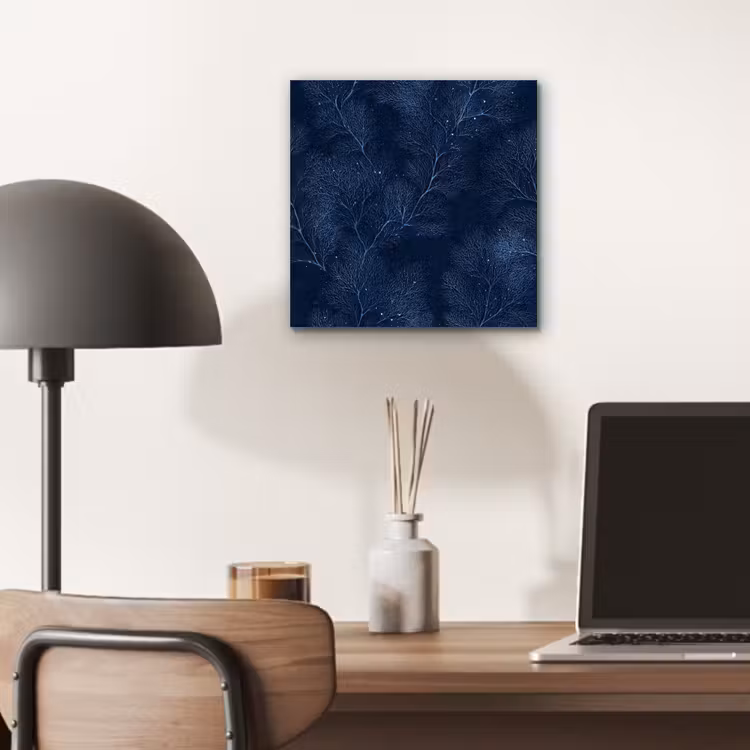 Koraal - Takken - Patroon - Nachtblauw aluminium wit klein 46 -sfeer5