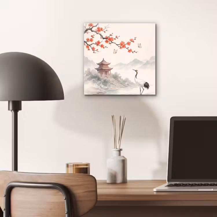 Kraanvogel - Azië - Klassiek aluminium wit klein -sfeer5