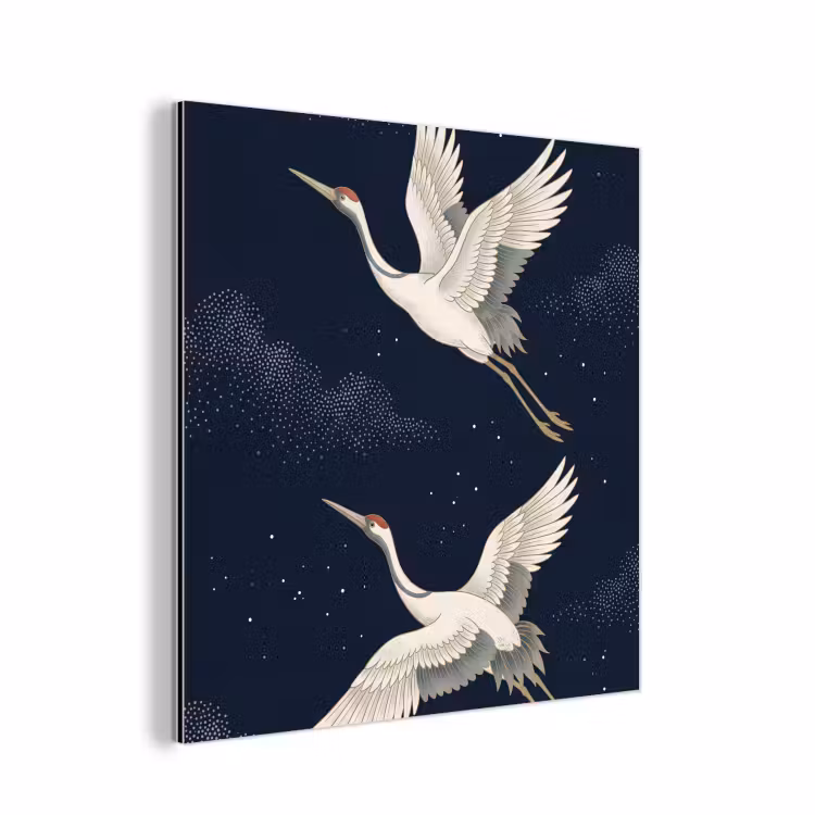 Kraanvogels - Nachthemel - Blauw aluminium wit klein -3d