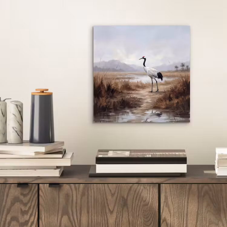 Kraanvogel - Natuur - Realistisch aluminium wit klein -sfeer1
