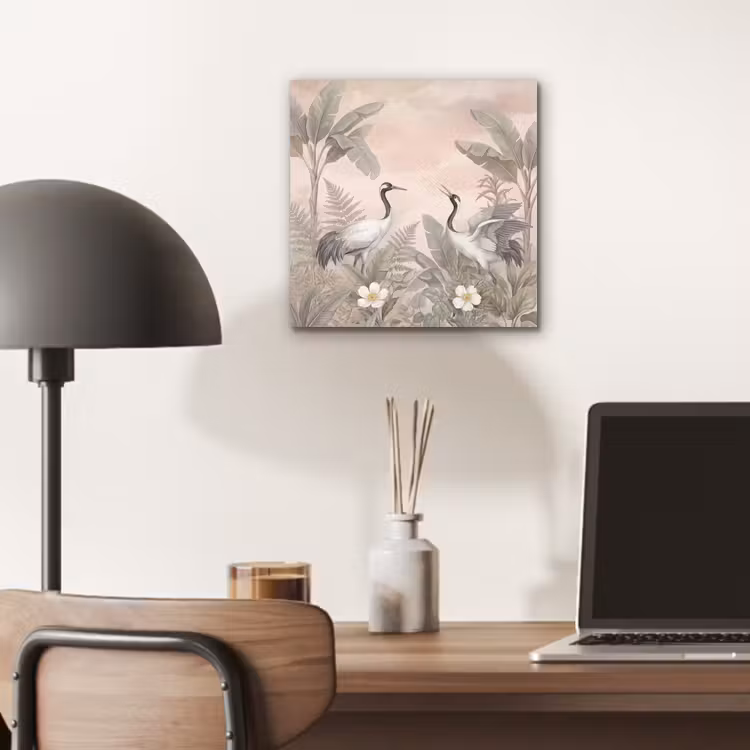 Kraanvogels - Natuur - Roze aluminium wit klein -sfeer5