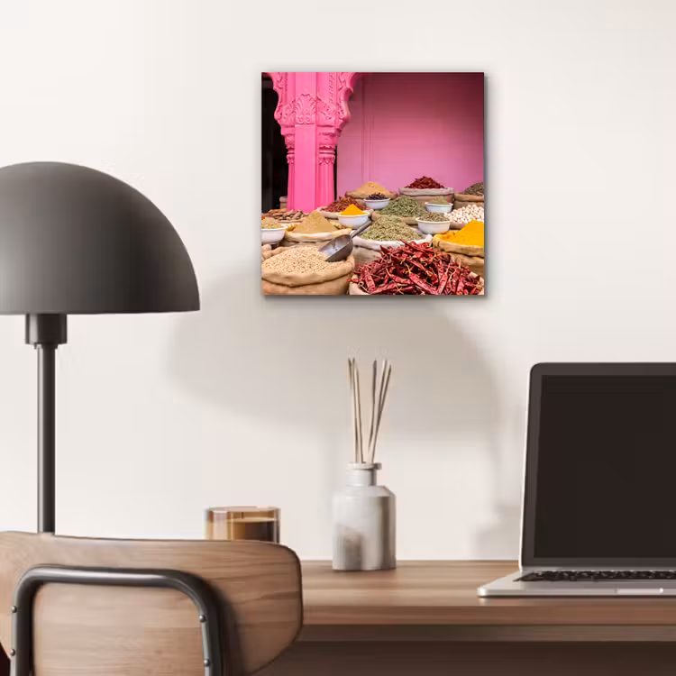Alu-Dibond-Bild - Kräuter – Markt – Rosa - Kruiden - Markt - Roze aluminium wit klein