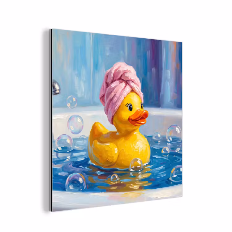 Creatief - Badeend - Kleurrijk aluminium wit klein -3d