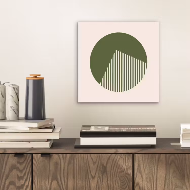 Cirkel - Strepen - Geometrisch - Abstract - Groen aluminium wit klein -sfeer1
