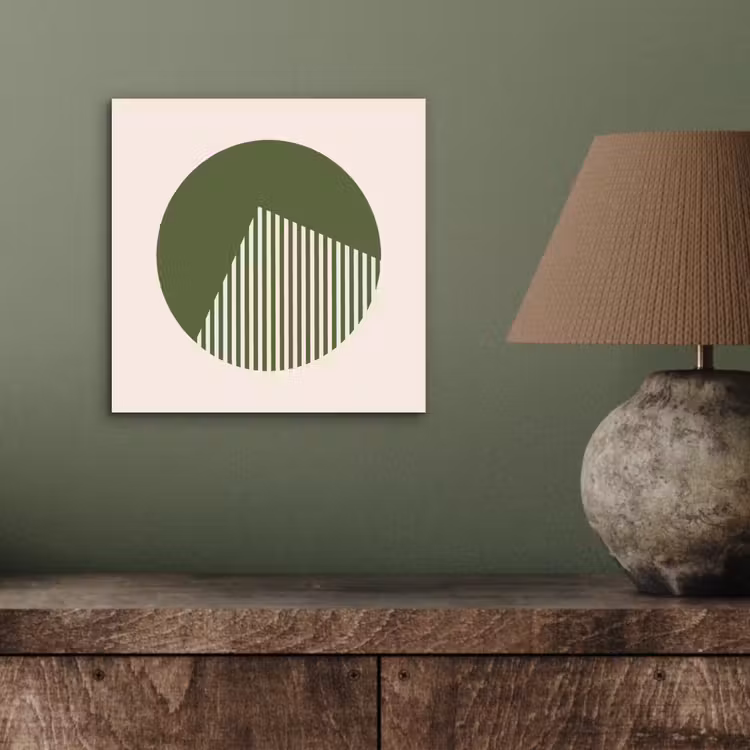 Cirkel - Strepen - Geometrisch - Abstract - Groen aluminium wit klein -sfeer2