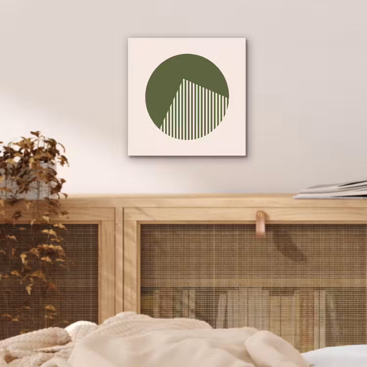 Cirkel - Strepen - Geometrisch - Abstract - Groen aluminium wit klein -sfeer3