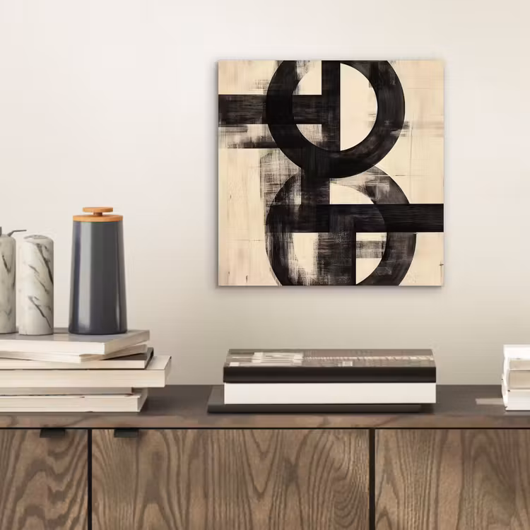 Cirkels - Balken - Zwart - Abstract aluminium wit klein -sfeer1