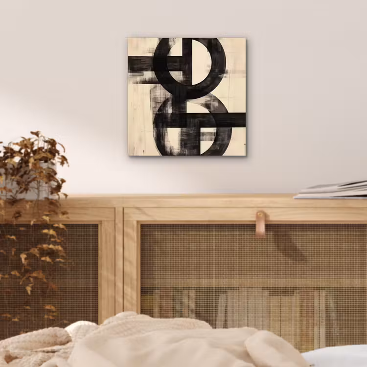 Cirkels - Balken - Zwart - Abstract aluminium wit klein -sfeer3