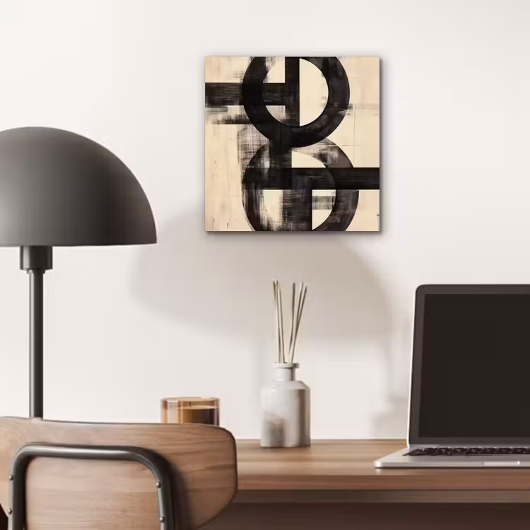Cirkels - Balken - Zwart - Abstract aluminium wit klein -sfeer5