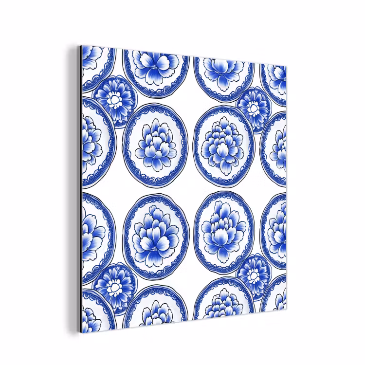 Cirkels - Bloemen - Blauw aluminium wit klein 46 -3d