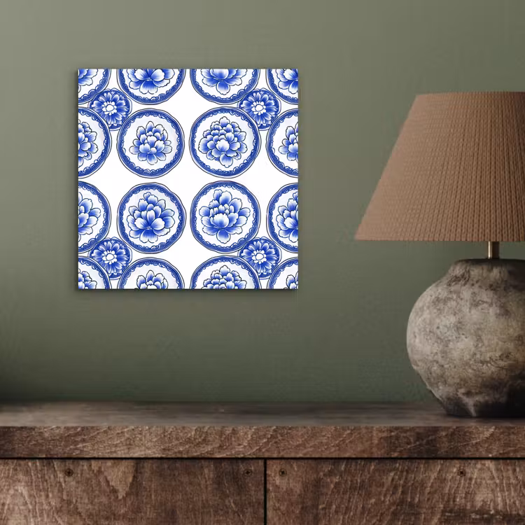 Cirkels - Bloemen - Blauw aluminium wit klein 46 -sfeer2