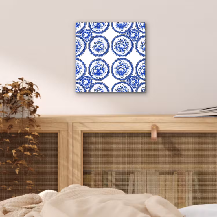Cirkels - Bloemen - Blauw aluminium wit klein 46 -sfeer3