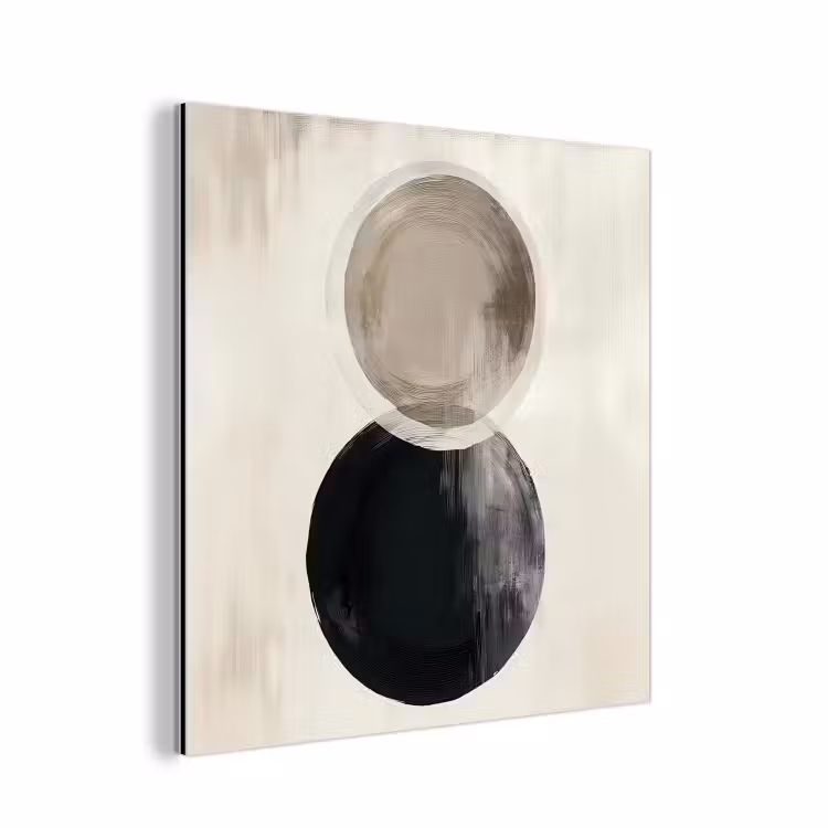 Cirkels - Vorm - Beige - Abstract aluminium wit klein -3d