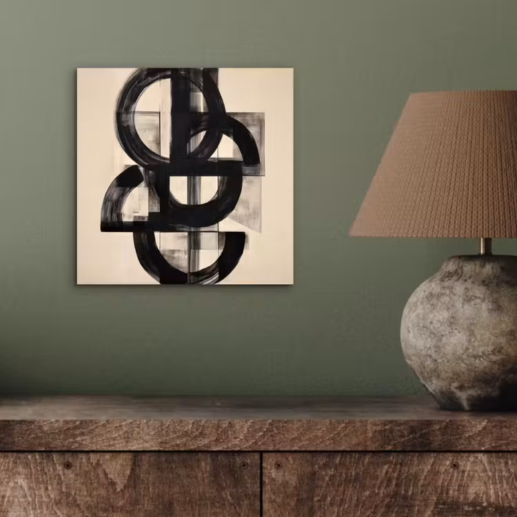 Cirkels - Lijnen - Vormen - Zwart aluminium wit klein -sfeer2