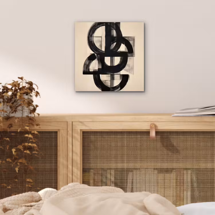 Cirkels - Lijnen - Vormen - Zwart aluminium wit klein -sfeer3