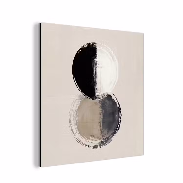 Cirkels - Strepen - Minimalistisch - Zwart aluminium wit klein -3d