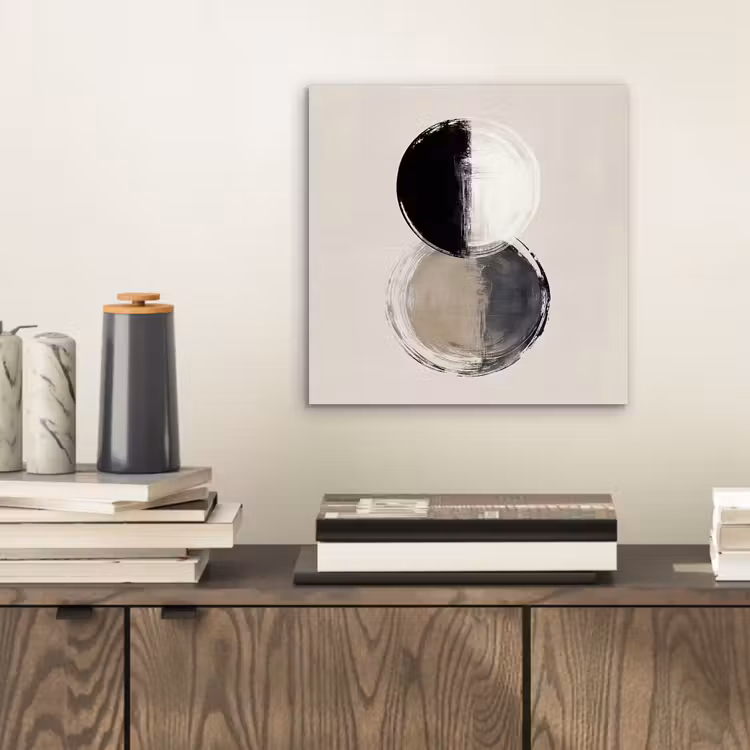 Cirkels - Strepen - Minimalistisch - Zwart aluminium wit klein -sfeer1