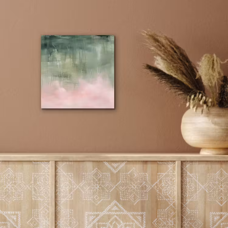 Kunst - Abstract - Modern - Groen - Roze aluminium wit klein -sfeer4