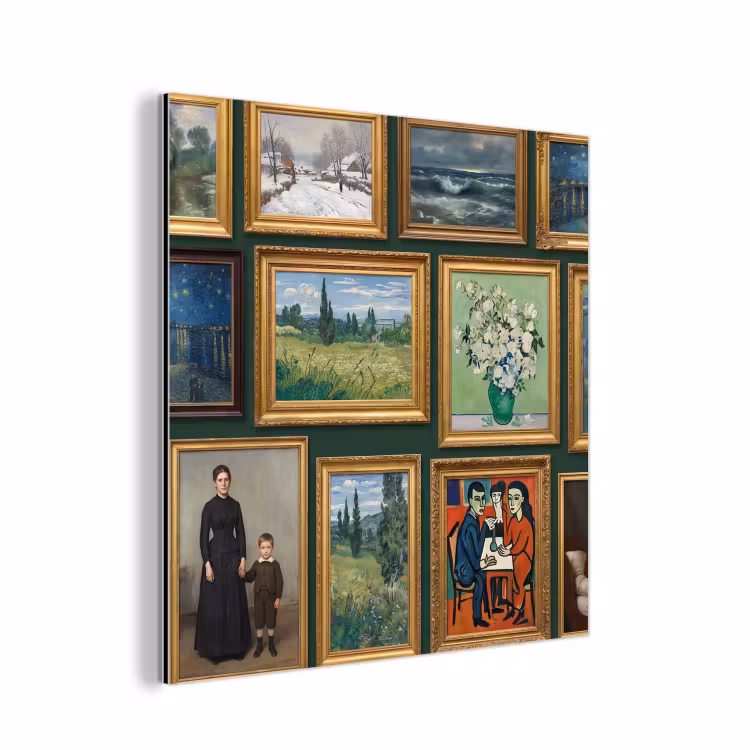 Kunst - Schilderijen - Collectie - Klassiek - Groen aluminium wit klein -3d