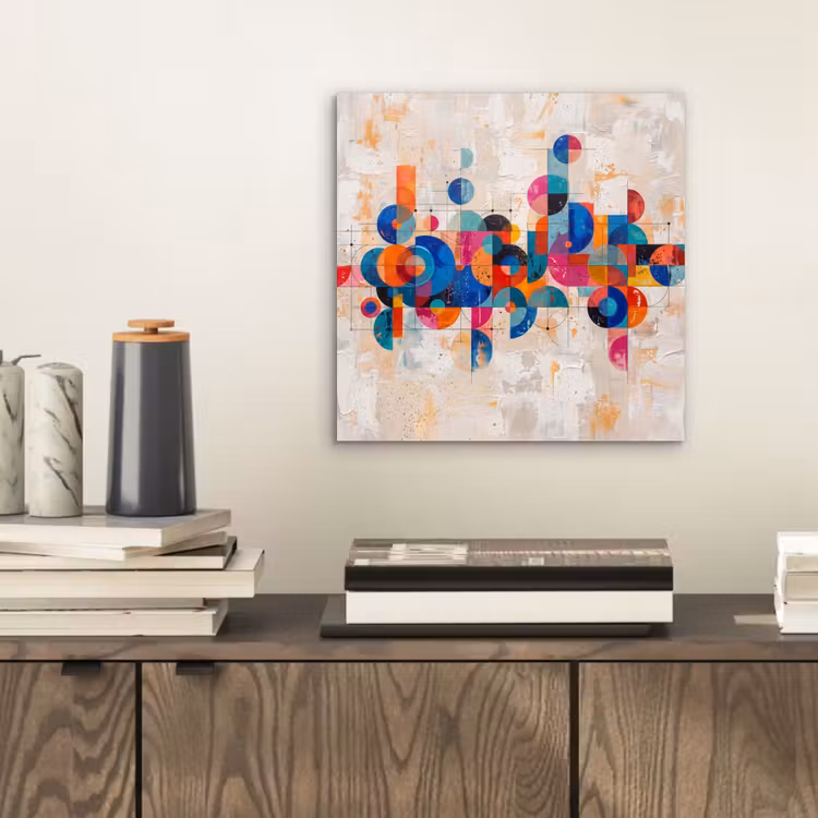 Kunst - Geometrisch - Abstract - Kleurrijk aluminium wit klein -sfeer1