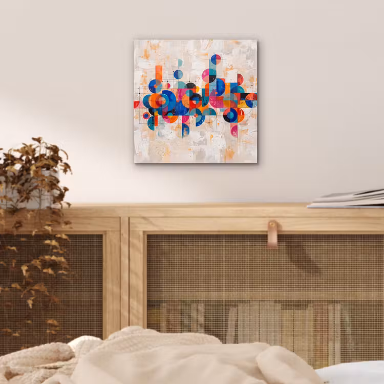 Kunst - Geometrisch - Abstract - Kleurrijk aluminium wit klein -sfeer3