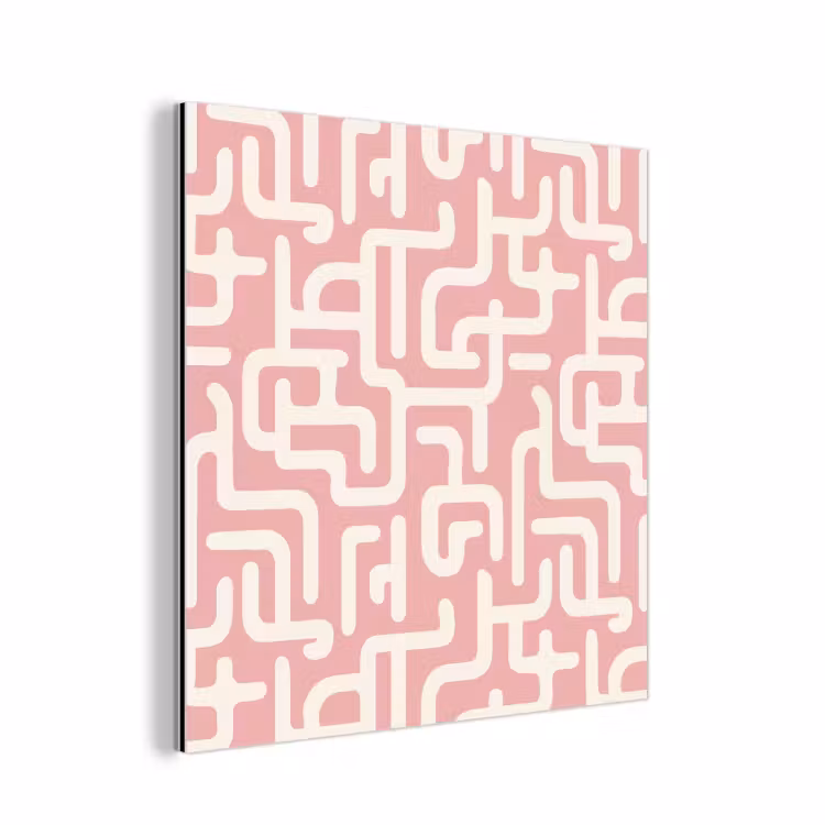 Doolhofpatroon - Roze - Wit - Abstract aluminium wit klein 46 -3d