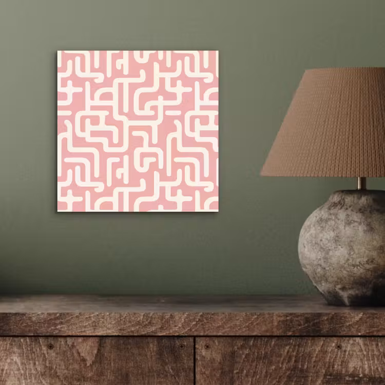 Doolhofpatroon - Roze - Wit - Abstract aluminium wit klein 46 -sfeer2