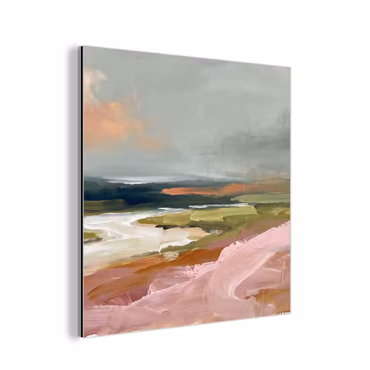 Landschap - Rivier - Abstract - Roze - Groen aluminium wit klein -3d