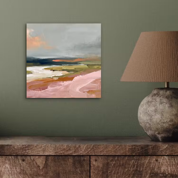 Landschap - Rivier - Abstract - Roze - Groen aluminium wit klein -sfeer2