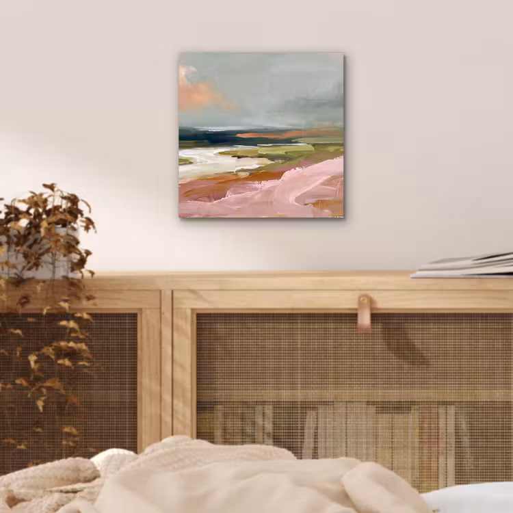 Landschap - Rivier - Abstract - Roze - Groen aluminium wit klein -sfeer3