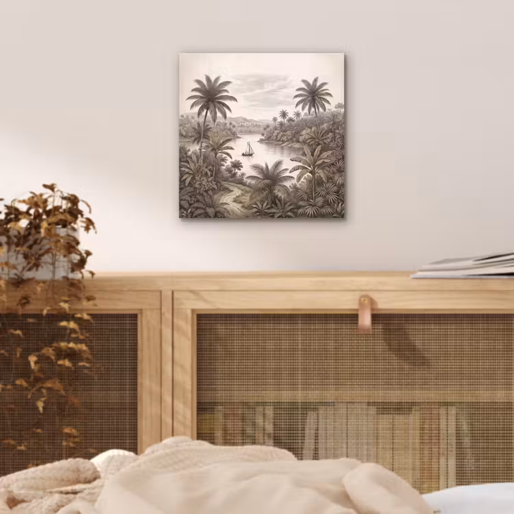 Landschap - Rivier - Boot - Tropisch - Vintage aluminium wit klein -sfeer3