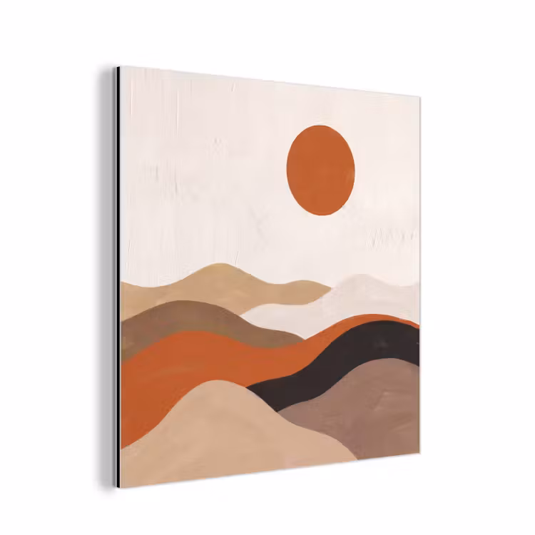 Landschap - Heuvels - Zon - Abstract - Oranje aluminium wit klein -3d