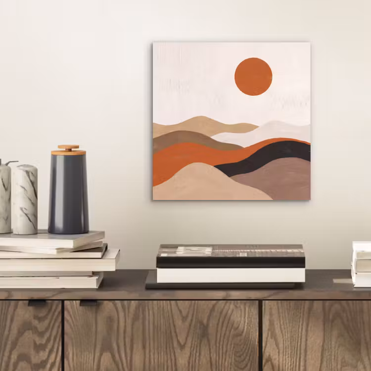 Landschap - Heuvels - Zon - Abstract - Oranje aluminium wit klein -sfeer1
