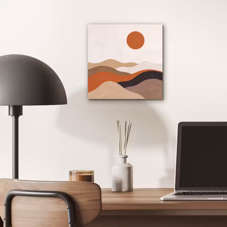 Landschap - Heuvels - Zon - Abstract - Oranje aluminium wit klein -sfeer5