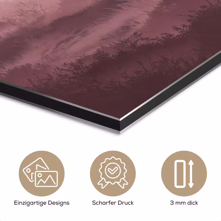 Landschap - Mistig - Roze aluminium wit klein -closeup_DE