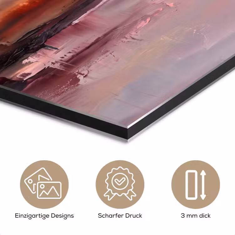 Landschap - Zonsondergang - Abstract - Modern - Roze aluminium wit klein -closeup_DE