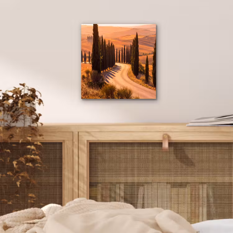 Landschap - Weg - Bomen - Natuur - Goud aluminium wit klein -sfeer3