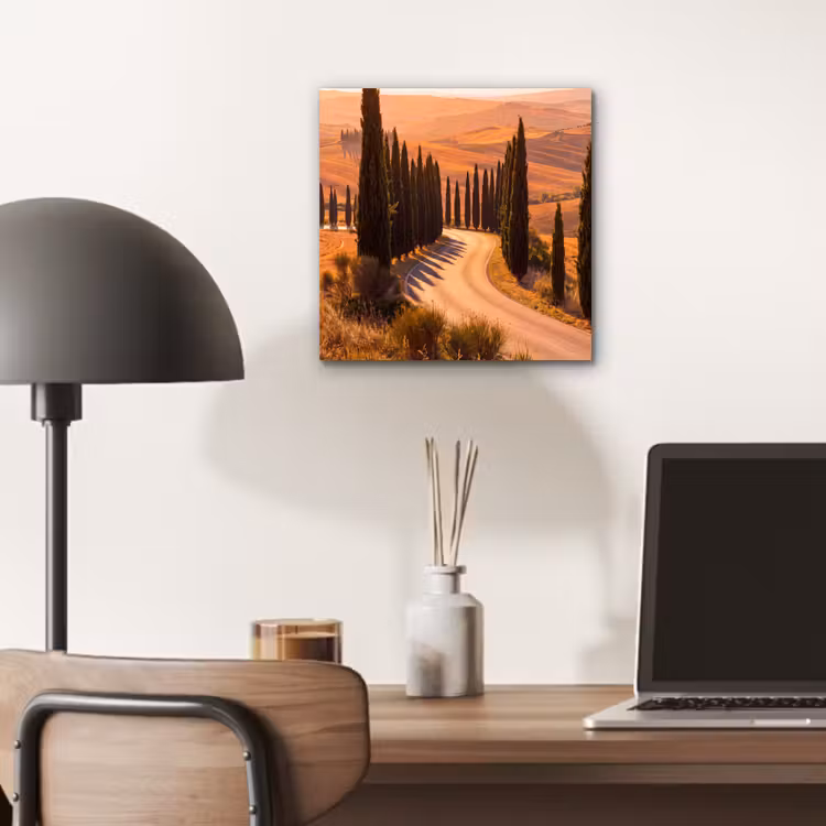 Landschap - Weg - Bomen - Natuur - Goud aluminium wit klein -sfeer5