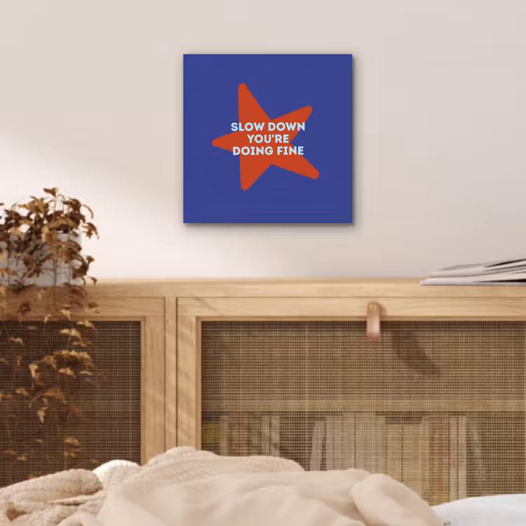 Slow down you're doing fine - Ster - Blauw aluminium wit klein -sfeer3