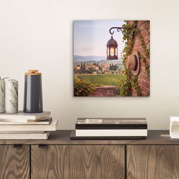 Lantaarn - Wijngaard - Landschap - Italiaans aluminium wit klein -sfeer1