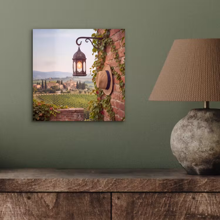 Lantaarn - Wijngaard - Landschap - Italiaans aluminium wit klein -sfeer2
