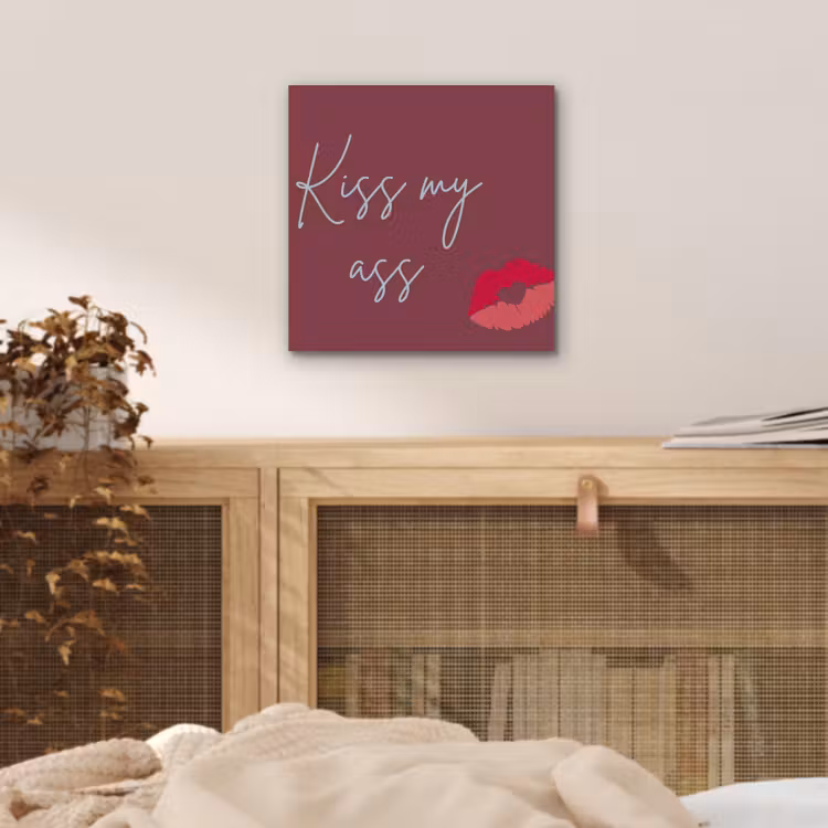 Kiss my ass - Lip - Bordeaux aluminium wit klein -sfeer3
