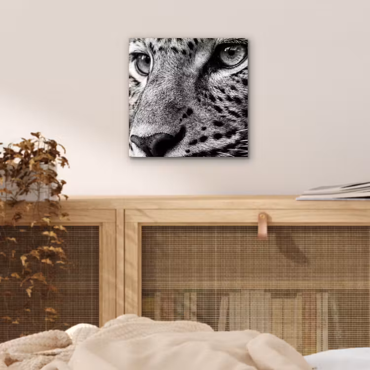 Luipaard - Zwart - Wit - Oog aluminium wit klein -sfeer3