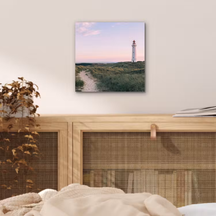 Vuurtoren - Duinlandschap - Zee aluminium wit klein -sfeer3