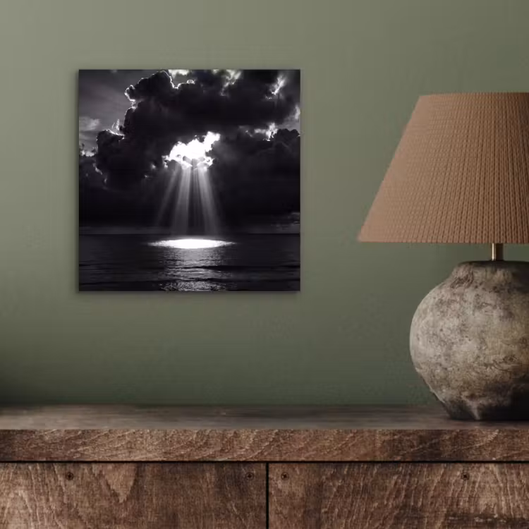 Licht - Wolken - Zee - Zwart-wit - Natuur aluminium wit klein -sfeer2