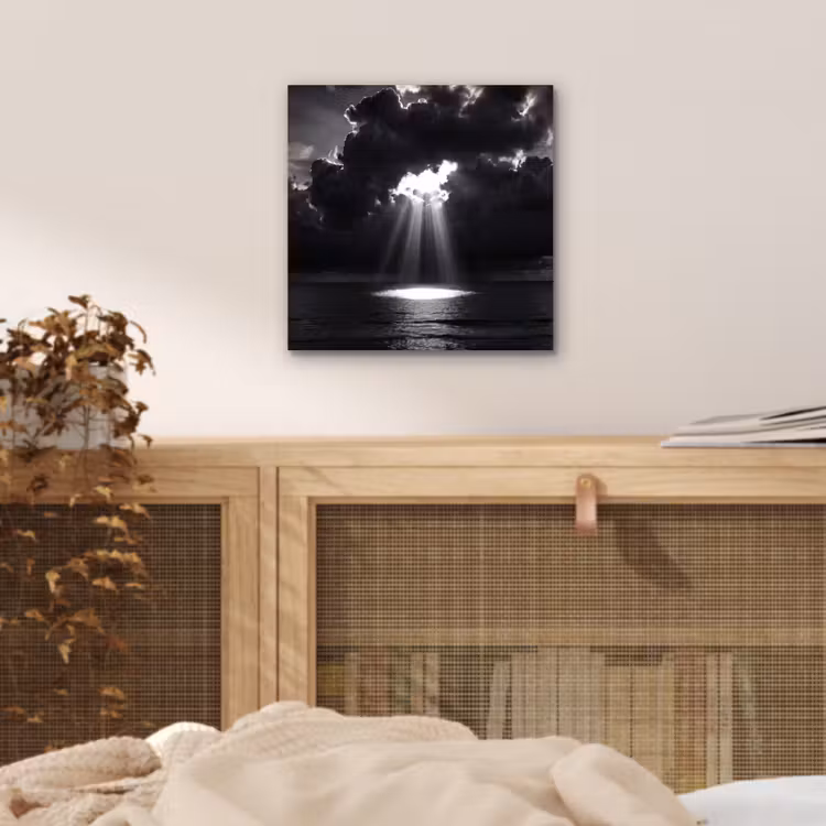 Licht - Wolken - Zee - Zwart-wit - Natuur aluminium wit klein -sfeer3