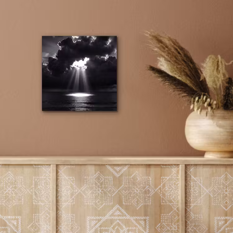 Licht - Wolken - Zee - Zwart-wit - Natuur aluminium wit klein -sfeer4