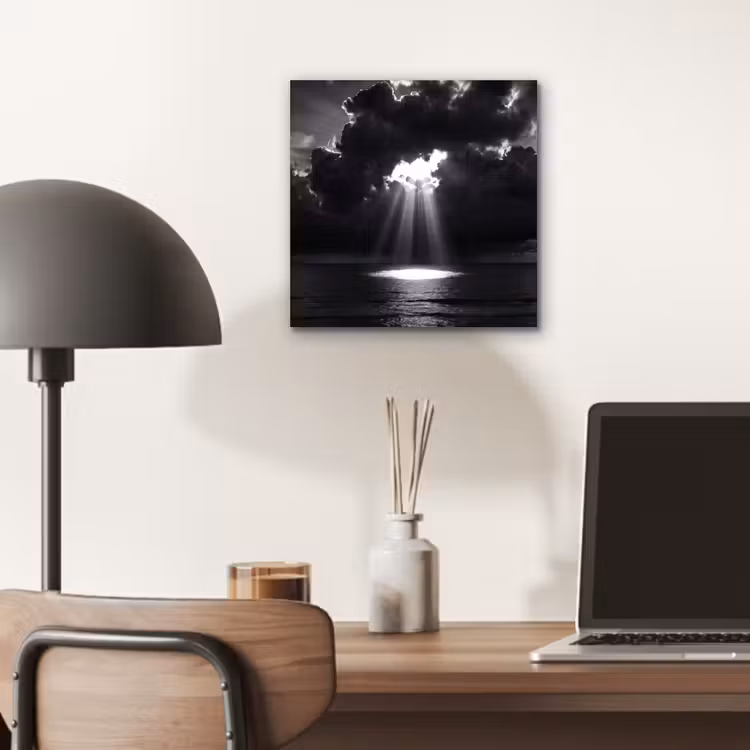 Licht - Wolken - Zee - Zwart-wit - Natuur aluminium wit klein -sfeer5