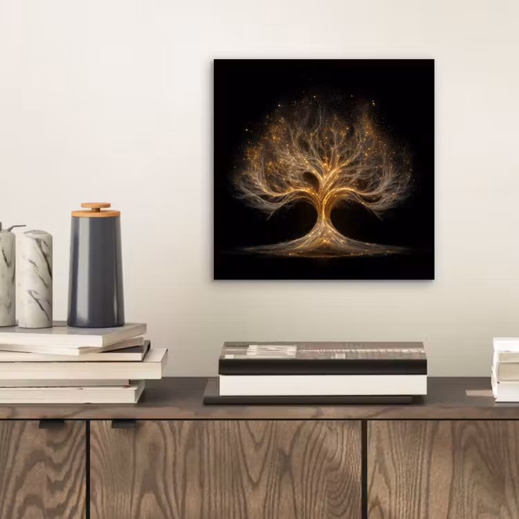 Lichtjes - Boom - Abstract - Zwart aluminium wit klein -sfeer1