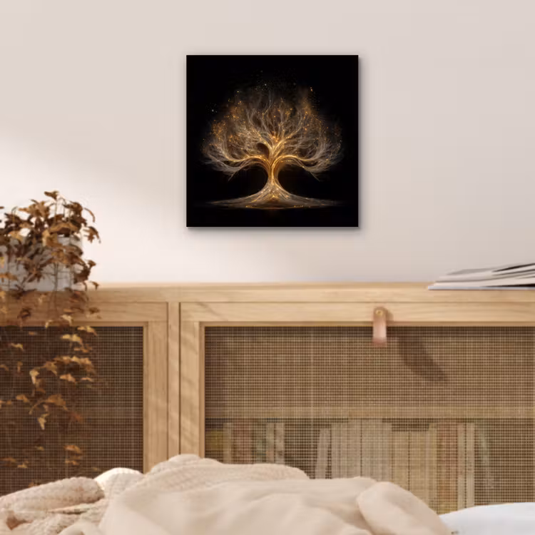 Lichtjes - Boom - Abstract - Zwart aluminium wit klein -sfeer3